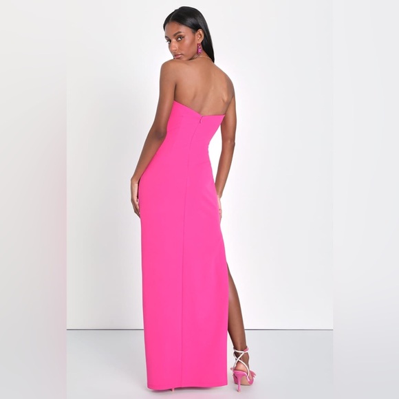 NWT Lulus Elaborate Excellence Hot Pink Strapless Bodycon Maxi Dress XXS - Picture 3 of 9